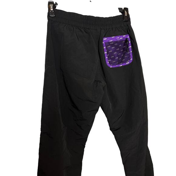 FTP Black Track Pants with Purple Logo Back Pocket Small - Picture 1 of 6